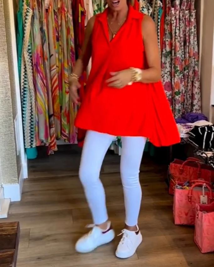 Haut sans manches à volants et revers - 💖 SPÉCIAL FÊTE DES MÈRES 👩‍🦳