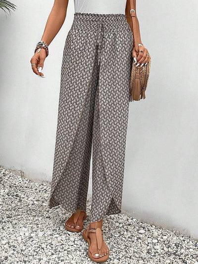 Pantalon imprimé avec taille élastique et cordon de serrage réglable