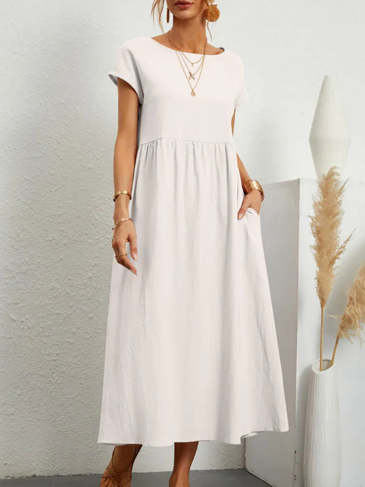 Robe Midi Oversize en Coton et Lin