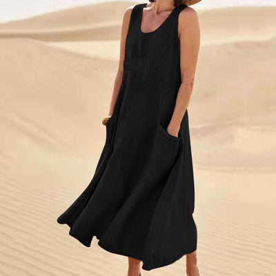 Robe Isadora Midi – Longue sans manches avec poches avant