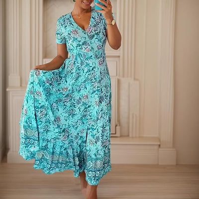 Robe col V à imprimé fleuri