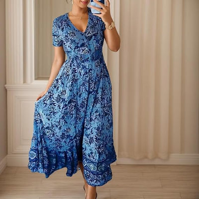 Robe col V à imprimé fleuri