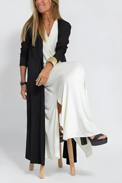 Robe longue élégante + cardigan assorti OFFERT EN CADEAU