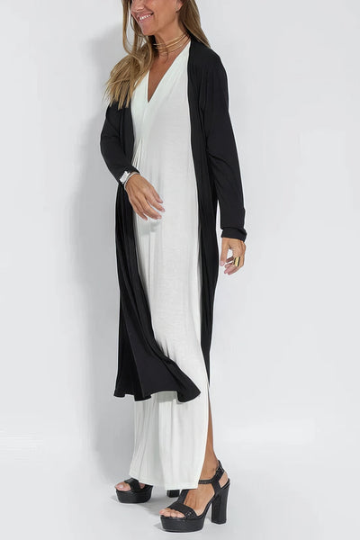 Robe longue élégante + cardigan assorti OFFERT EN CADEAU