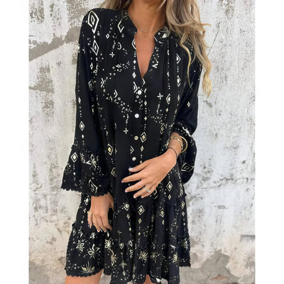 Robe confortable avec décolleté en V et imprimé