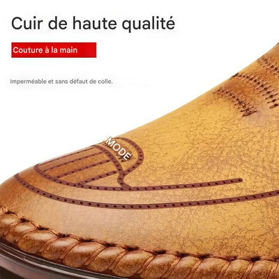 Chaussures en cuir antidérapantes et respirantes pour hommes.