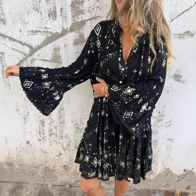 Robe confortable avec décolleté en V et imprimé