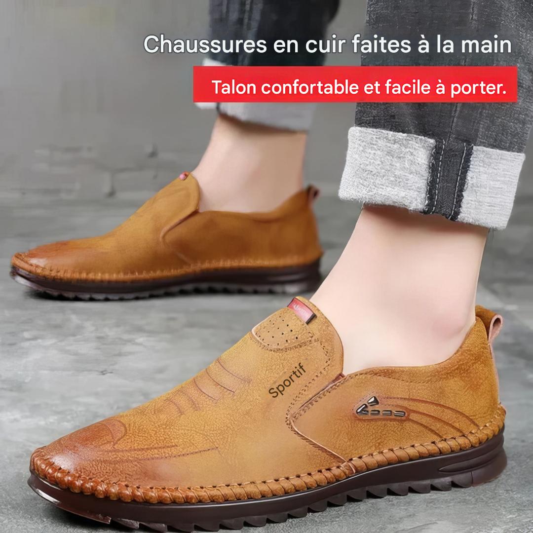 Chaussures en cuir antidérapantes et respirantes pour hommes.